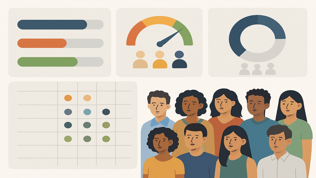 Dashboard de métricas de equipo de alto rendimiento: OKRs, eNPS e índice de colaboración
