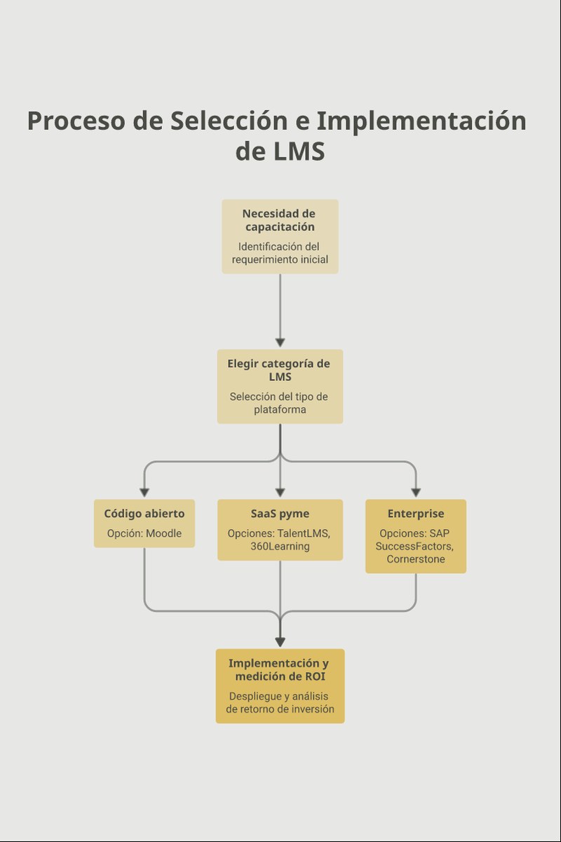 Infografía: cómo elegir la categoría de plataforma LMS según el perfil de la empresa, del diagnóstico a la medición del